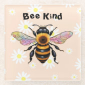 Bee Kind   Glazen Onderzetter (Voorkant)