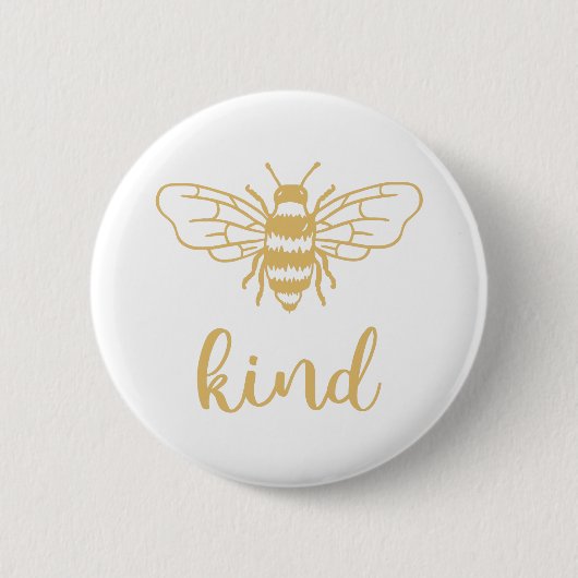 Bee Kind Gold Ronde Button 5,7 Cm (Voorkant)
