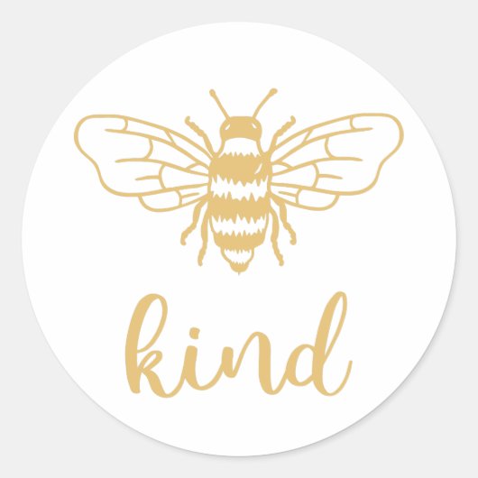 Bee Kind Gold Ronde Sticker (Voorkant)