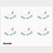 Bee Kind - Grappig Motivatie Quote Gezegde en Kuns Ronde Sticker (Vel)