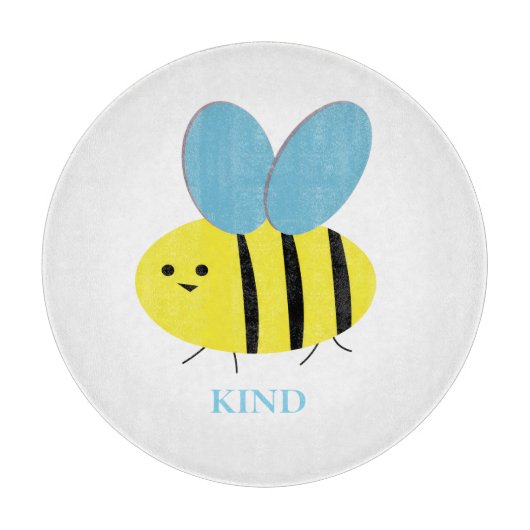 Bee Kind Grijs Blauw Snijplank (Voorkant)