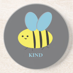Bee Kind Grijs Blauw Zandsteen Onderzetter