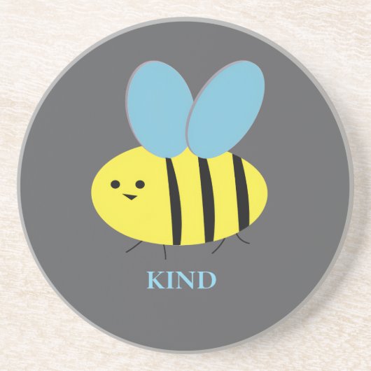 Bee Kind Grijs Blauw Zandsteen Onderzetter (Voorkant)
