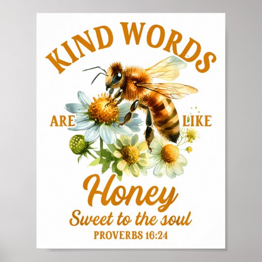 Bee Kind Kindness Motivational Kind Words Are Like Poster (Voorkant)