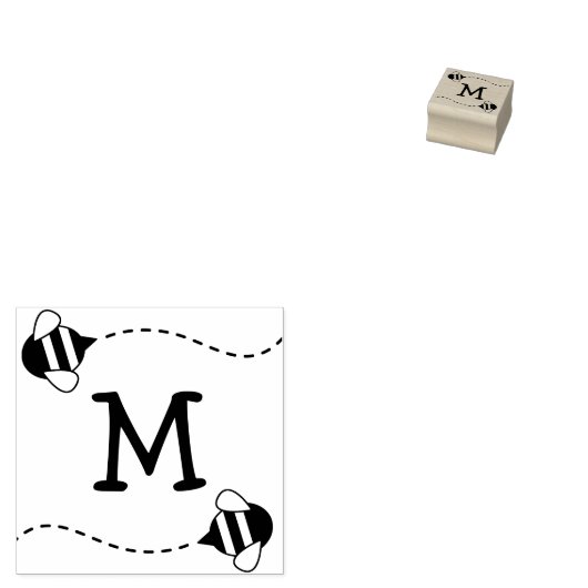 Bee Kind Leuke Bijenkorf Monogram Initiaal Rubberstempel (Gestempeld)