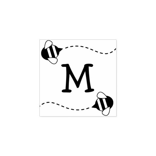 Bee Kind Leuke Bijenkorf Monogram Initiaal Rubberstempel (Afrduk)