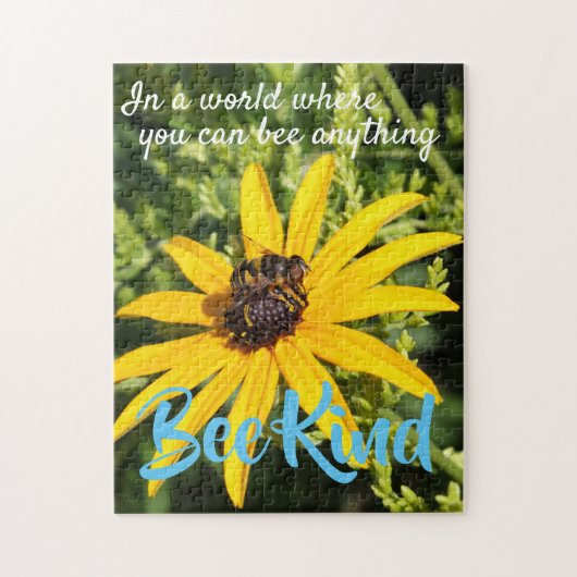 Bee Kind Motivatie Fotografie Geel Bloem Legpuzzel (Verticaal)