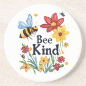 Bee Kind Motivatie Typografie Zandsteen Zandsteen Onderzetter (Voorkant)