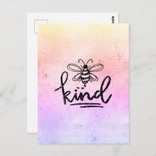 Bee Kind Rainbow Ombre Briefkaart (Voorkant / Achterkant)