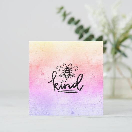 Bee Kind Rainbow Ombre Kaart (Staand voorkant)