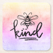Bee Kind Rainbow Ombre Kartonnen Onderzetters (Voorkant)