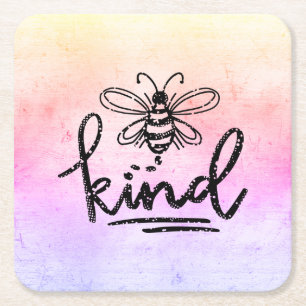 Bee Kind Rainbow Ombre Kartonnen Onderzetters