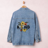 Bee Kind Retro Bloemen Typografie Gezegde Denim Jacket (Hangar)
