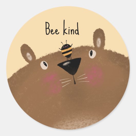 Bee Kind Ronde Sticker (Voorkant)