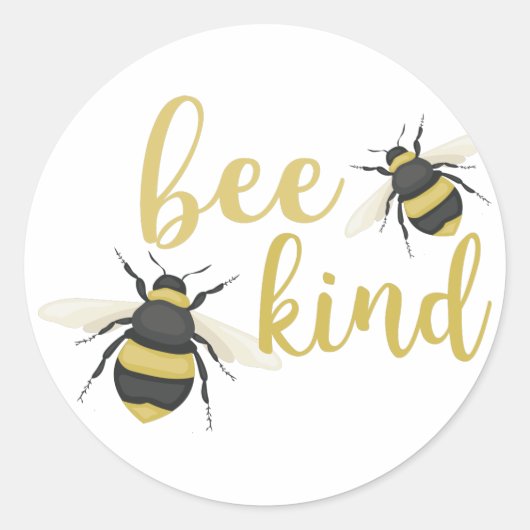 Bee Kind Ronde Sticker (Voorkant)