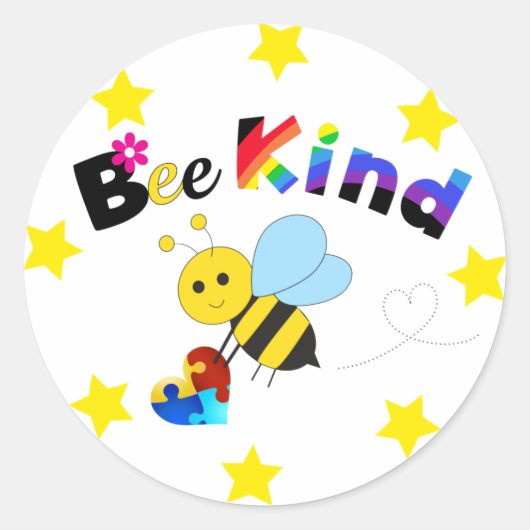 Bee Kind Ronde Sticker (Voorkant)
