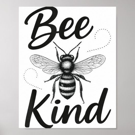 Bee Kind Sitive Quote Cute Funny Design For Kids Poster (Voorkant)