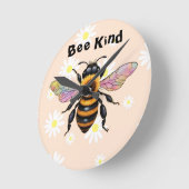 Bee Kind Sunflower Bee Ronde Klok (Hoek)