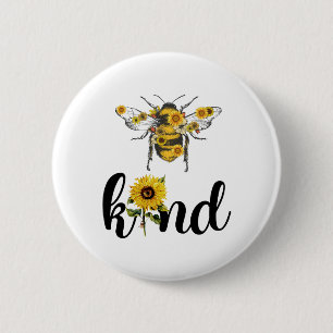 Bee Kind Sunflower Ronde Button 5,7 Cm