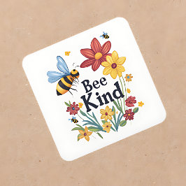 Bee Kind Vierkante Sticker
