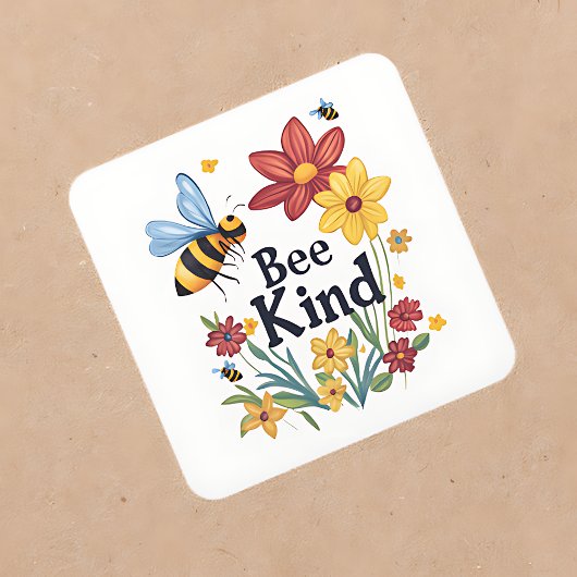 Bee Kind Vierkante Sticker
