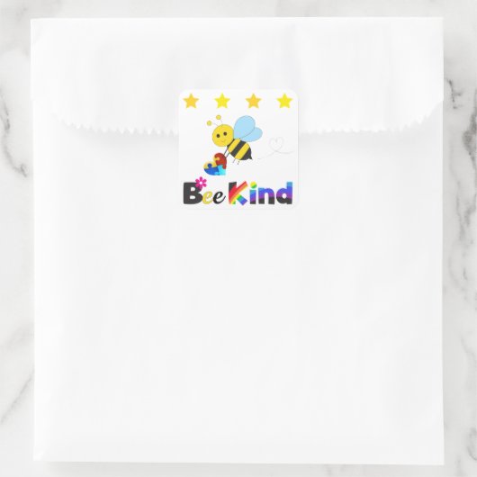 Bee Kind Vierkante Sticker (Tas)