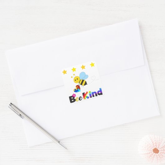 Bee Kind Vierkante Sticker (Envelop)