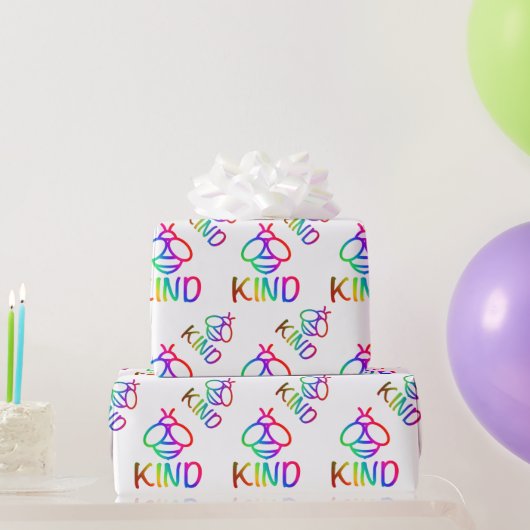 Bee kind, wees vriendelijk, kleurrijk hommel ontwe cadeaupapier (Feestgeschenken)