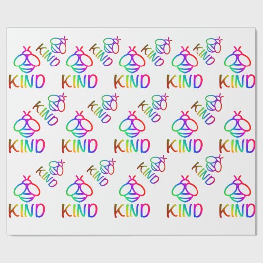 Bee kind, wees vriendelijk, kleurrijk hommel ontwe cadeaupapier (Vlak)