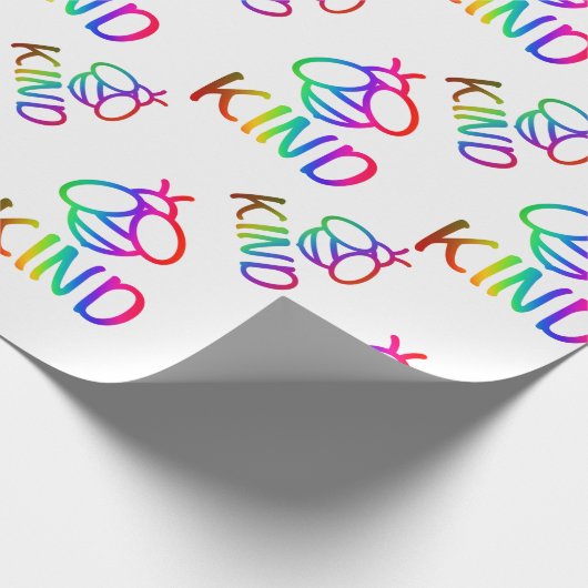 Bee kind, wees vriendelijk, kleurrijk hommel ontwe cadeaupapier (Hoek)