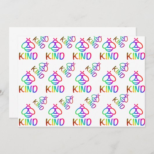 Bee kind, wees vriendelijk, kleurrijk honingbijeno kaart (Voorkant / Achterkant)