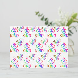 Bee kind, wees vriendelijk, kleurrijk honingbijeno kaart