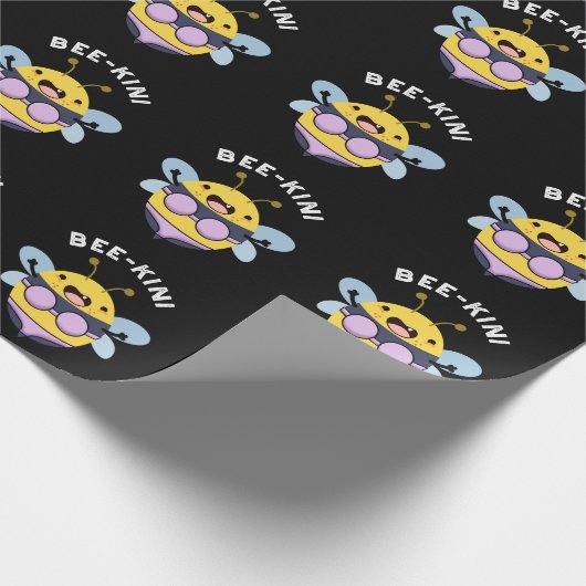 Bee-kini Funny Bee Puns Donker BG Cadeaupapier (Hoek)