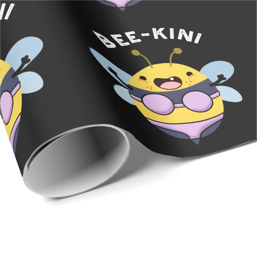 Bee-kini Funny Bee Puns Donker BG Cadeaupapier (Rol Hoek)