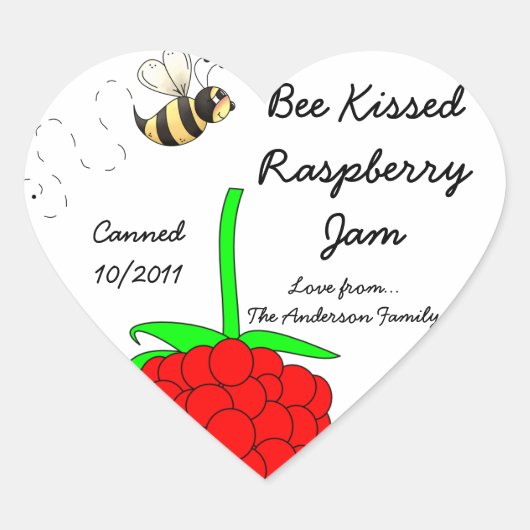 Bee Kissed Raspberry Jam Jar Label (Aanpassen) (Voorkant)