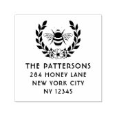 Bee Laurel Krans Gepersonaliseerde Naam Retouradre Zelfinktende Stempel (Design)