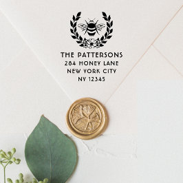 Bee Laurel Krans Gepersonaliseerde Naam Retouradre Zelfinktende Stempel