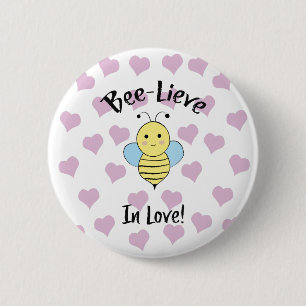 Bee Lieve in Liefde Ronde Button 5,7 Cm