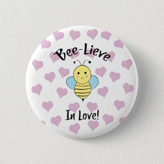 Bee Lieve in Liefde Ronde Button 5,7 Cm (Voorkant)