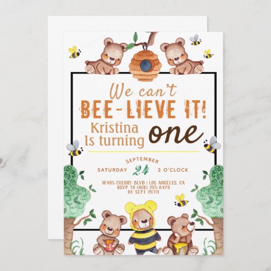 Bee-lieve It Honey Beer Verjaardag Kaart (Voorkant / Achterkant)