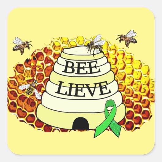 Bee-Lieve Lyme Disease Awareness Studie Vierkante Sticker (Voorkant)