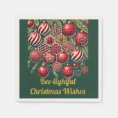 Bee-lightful kerstwensen - kerstversiering servet (Voorkant)