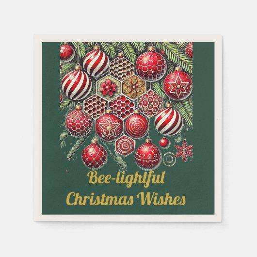 Bee-lightful kerstwensen - kerstversiering servet (Voorkant)