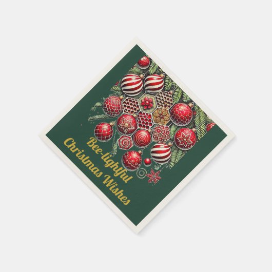 Bee-lightful kerstwensen - kerstversiering servet (Hoek)