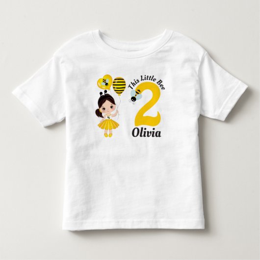 Bee Little Cute Girl Birthday Toddler T-Shirt (Voorkant)