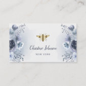 Bee logo en blauw floral decor visitekaartje (Voorkant)