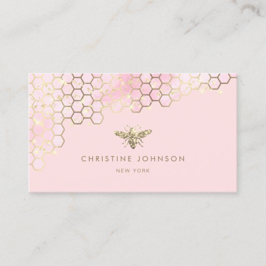 Bee logo Gradient Blush Roze Visitekaartje (Voorkant)
