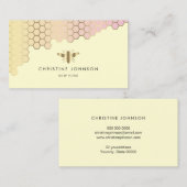 Bee logo honingraat op geel visitekaartje (Voorkant / Achterkant)