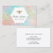 bee logo op FAUX glitter pastel kleuren honingraat Visitekaartje (Voorkant / Achterkant)