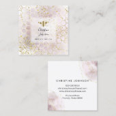 bee logo op FAUX glitter waterverf honingraat Vierkante Visitekaartje (Voorkant / Achterkant)